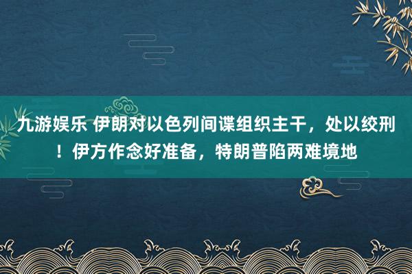 九游娱乐 伊朗对以色列间谍组织主干，处以绞刑！伊方作念好准备，特朗普陷两难境地