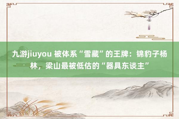 九游jiuyou 被体系“雪藏”的王牌：锦豹子杨林，梁山最被低估的“器具东谈主”