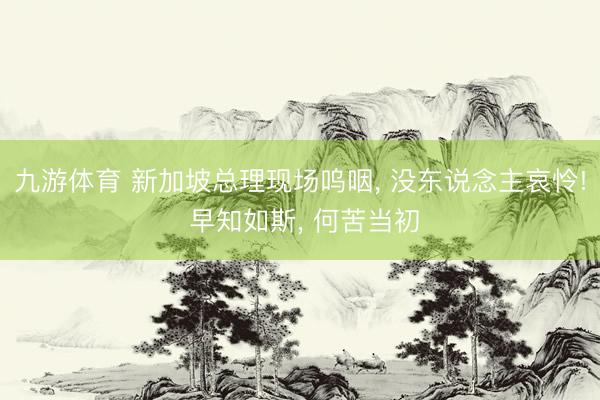 九游体育 新加坡总理现场呜咽， 没东说念主哀怜! 早知如斯， 何苦当初