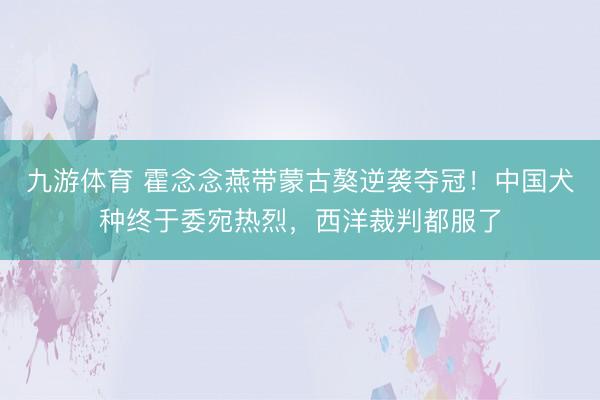 九游体育 霍念念燕带蒙古獒逆袭夺冠！中国犬种终于委宛热烈，西洋裁判都服了